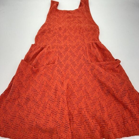 Free People One Wisteria Lattice Orange Lace Dress Size Medium Back Cutouts - Picture 1 of 6